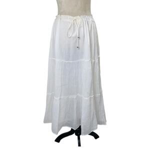 Mile Gabrielle Adjustable Lined White Peasant Boho Size Medium Tiered MIDI Skirt